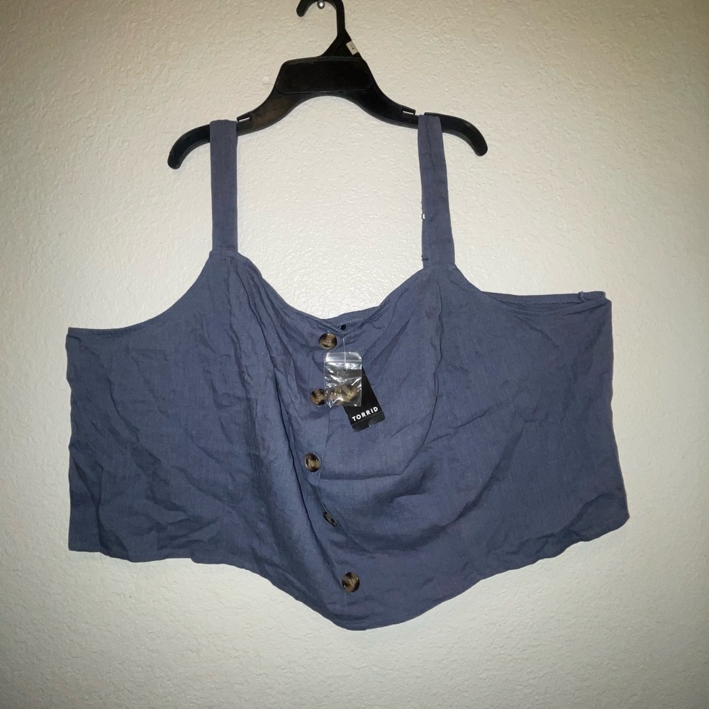 Torrid Slate Blue Buttoned Crop Top
